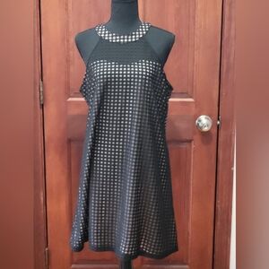 Kohl's Black and White Grid Midi Dress